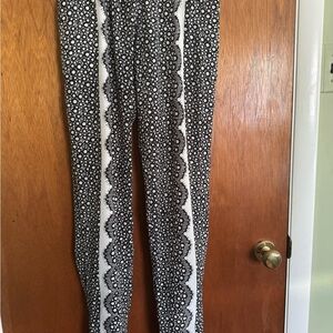 Yoana Baraschi Black and White Floral Straight Leg Pants